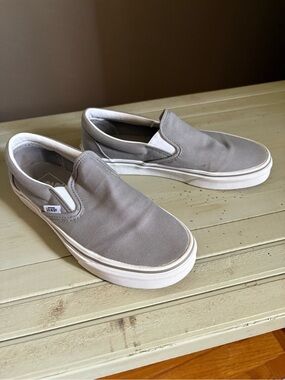 Vans Slip-On Canvas Sneakers in Light Gray
